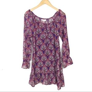 Anthro | Band of Gypsies Ruffle Boho Mini Dress